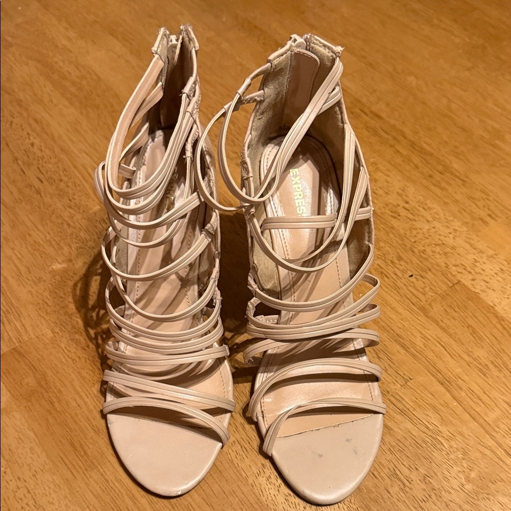 Express Beige Strappy Heels